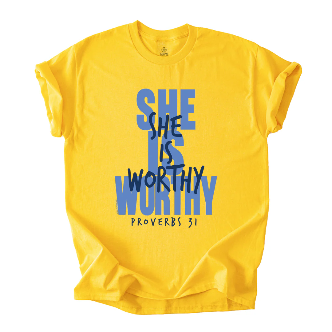 FREE She Is Worthy Yellow Tee *Add Any Other Item To Cart To Unlock FREE Price. Limit 1*